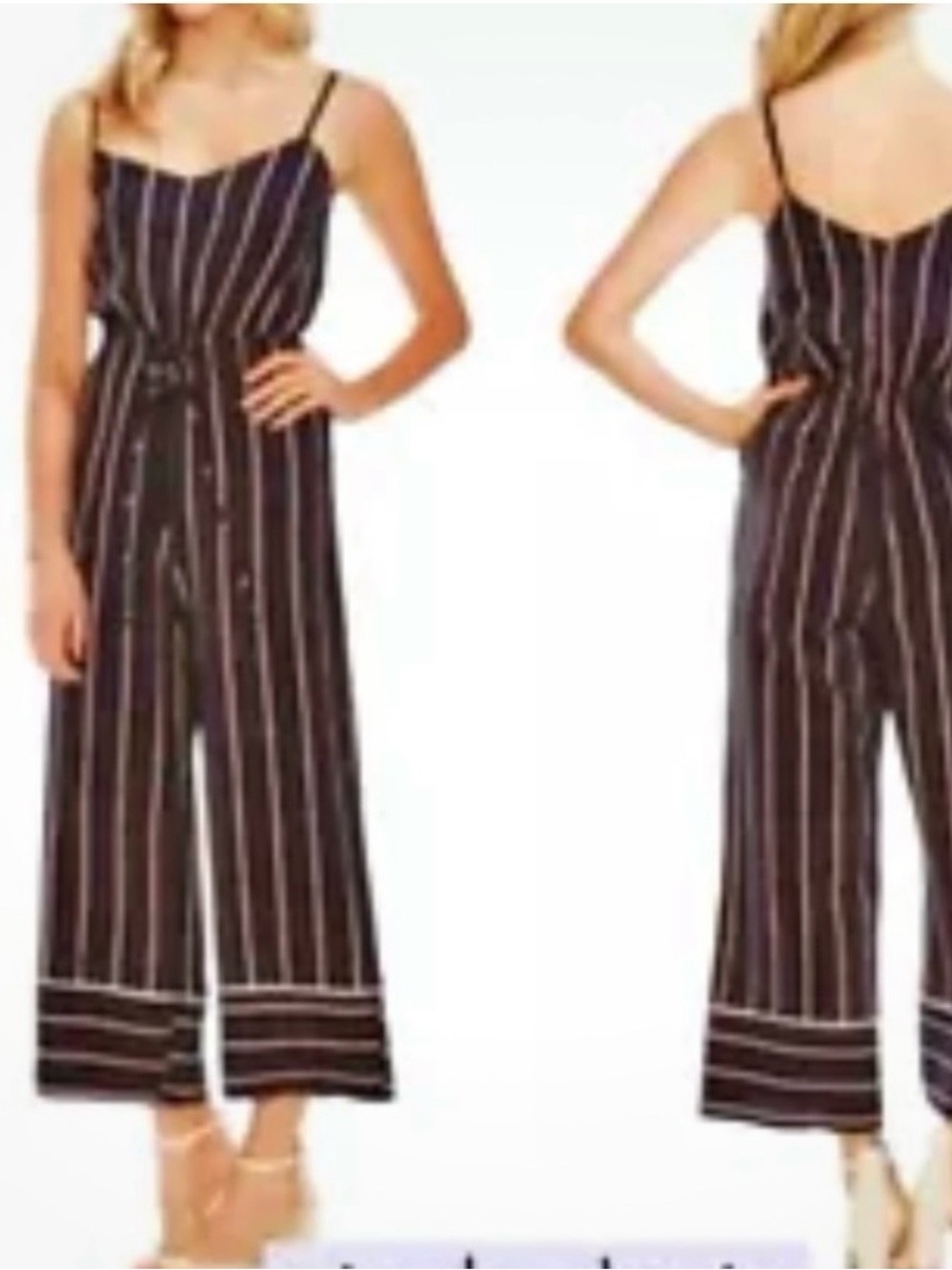 Vince Camuto Black and Pink Striped Jumpsuit